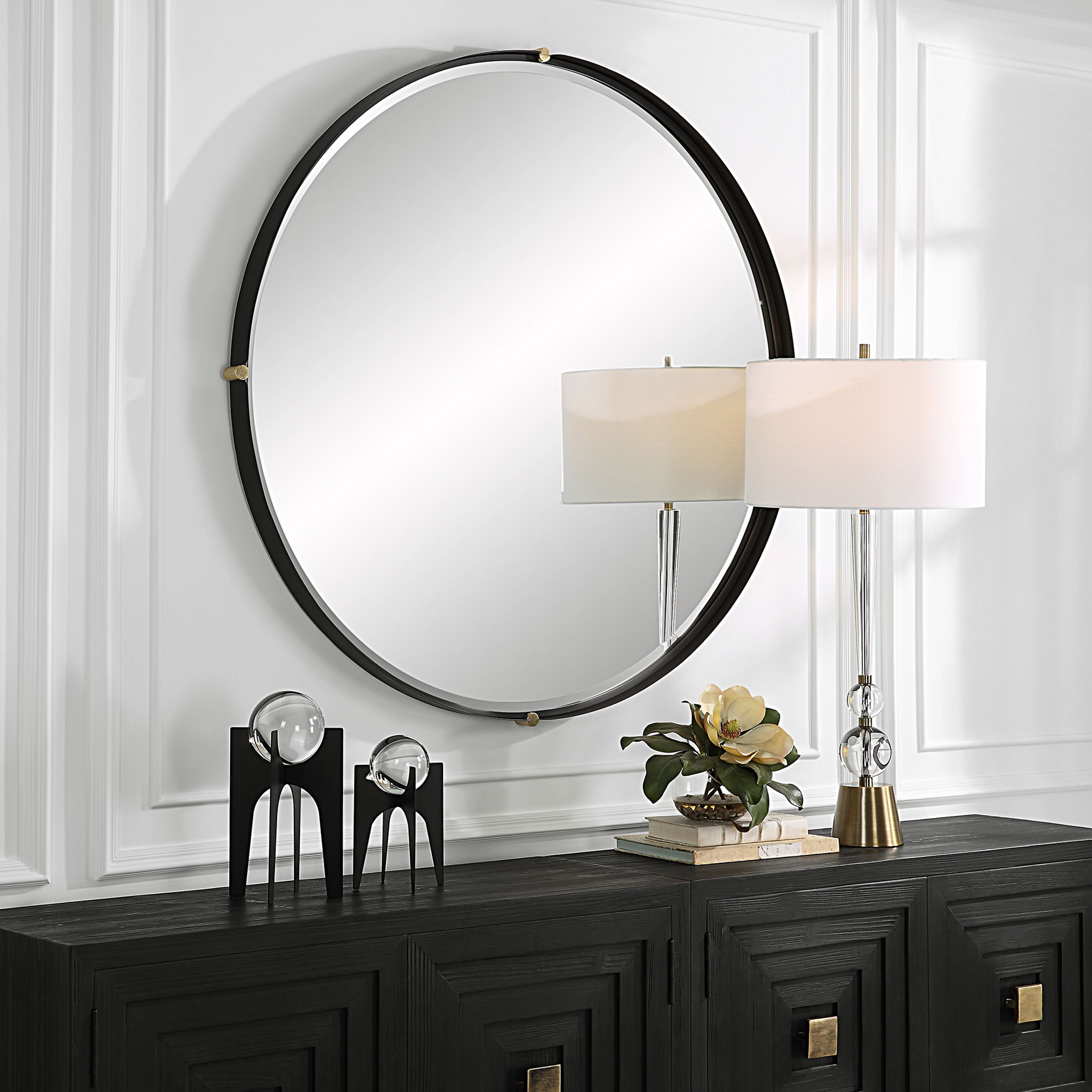 Bonded Round Black Mirror large image 