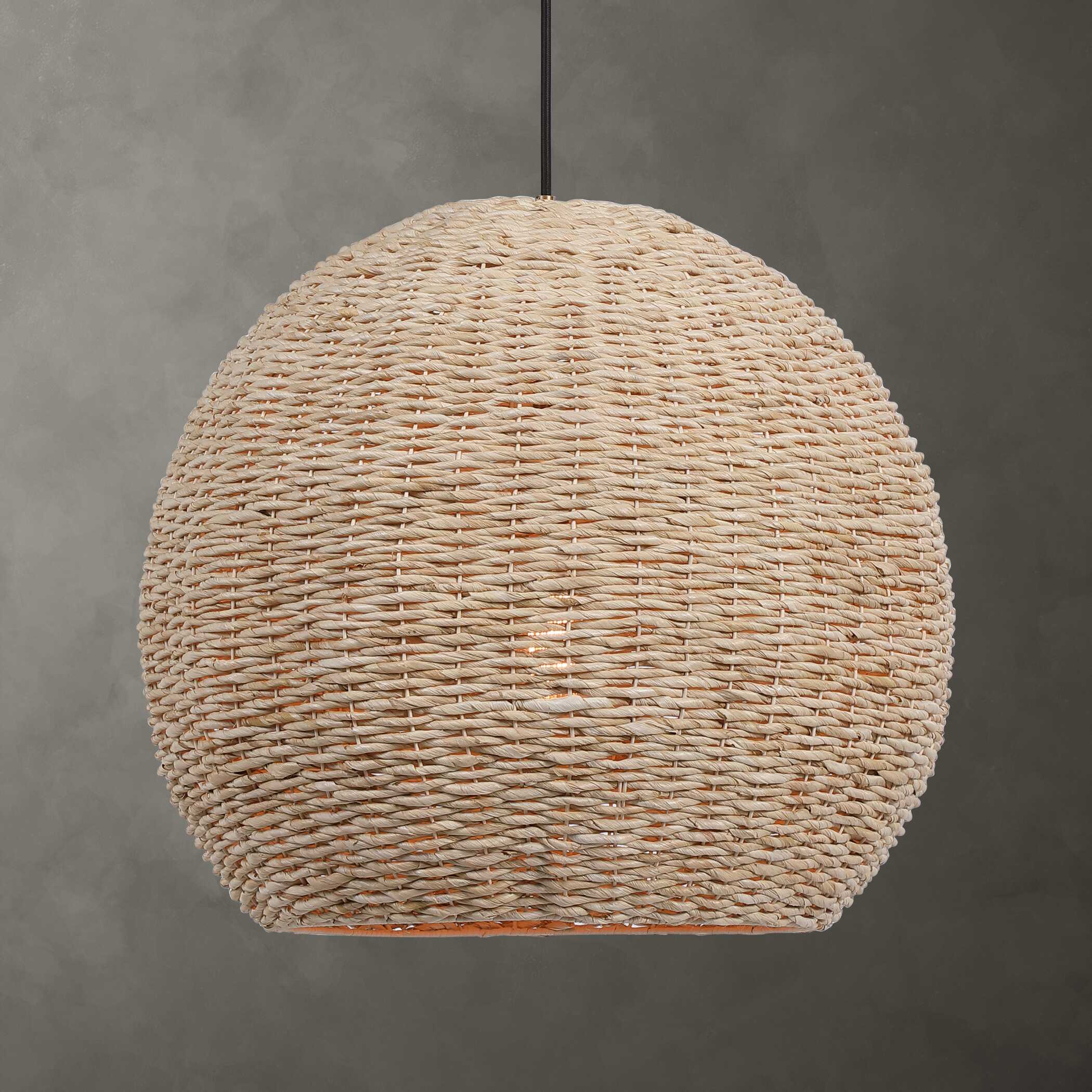 Seagrass 1 Light Dome Pendant, Ceiling Light by Uttermost, 24" width x 21.75" height x 24" diameter View 2