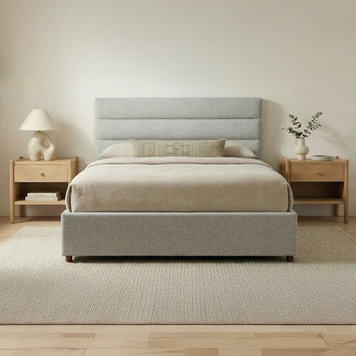 Takio Queen Bed Light Grey, by Moe's Home, 65" width x 44.5" height x 87" depth View 15