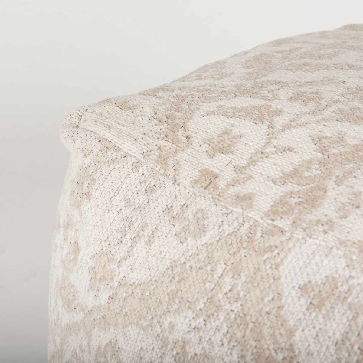 Khloe Small Cream Pouf, Ottoman by Mercana, 18" length x 18" width x 18" height View 7