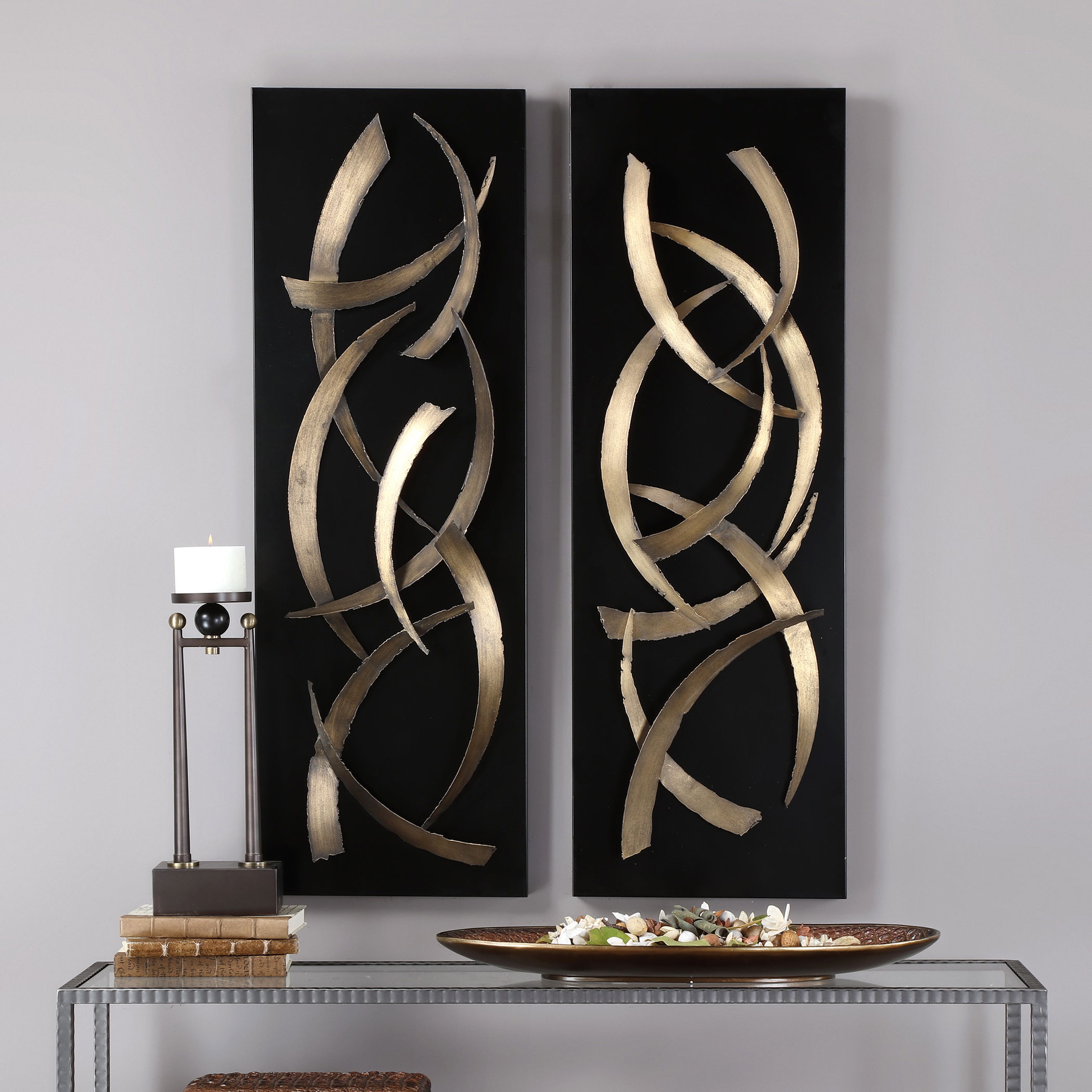 Brushstrokes Metal Wall Art, S/2 large image 