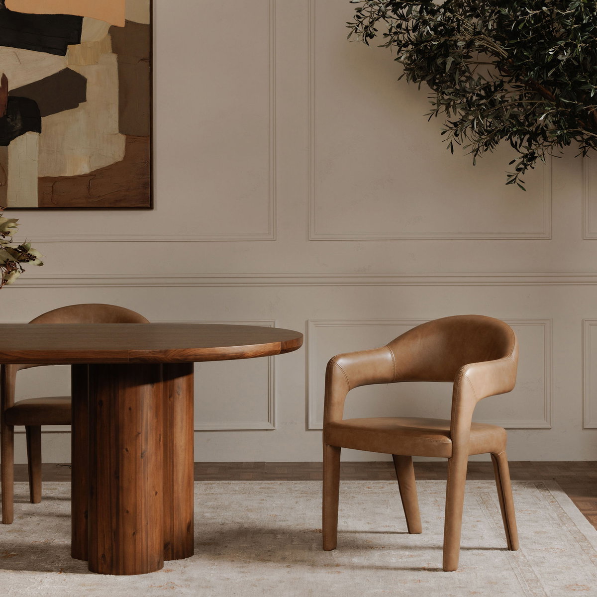 Martens Dining Chair Brown Leather, by Moe's Home, 23.6" width x 31.9" height x 22.6" depth View 7