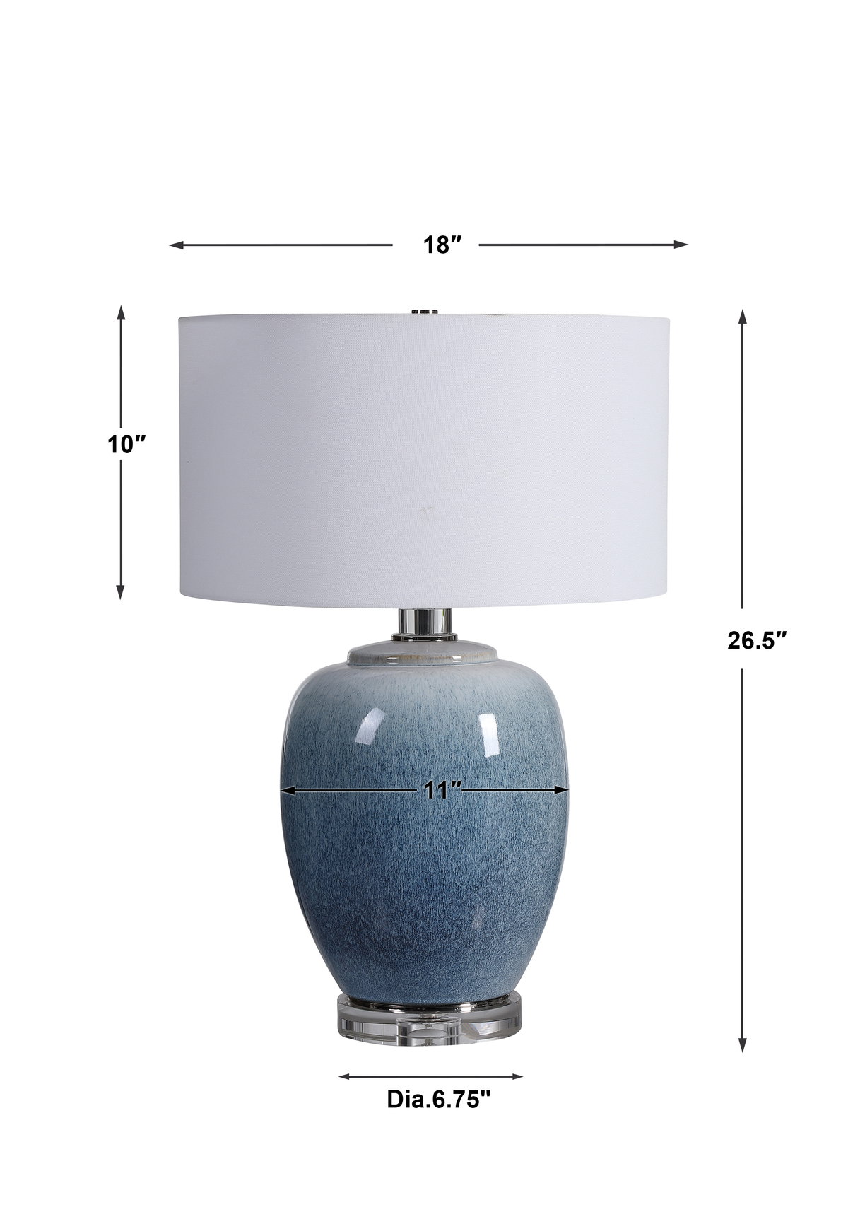 Blue Waters Ceramic Table Lamp, by Uttermost, 18" width x 26.5" height x 18" depth View 3
