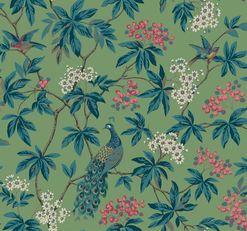 Peacock Estate Green Wallpaper