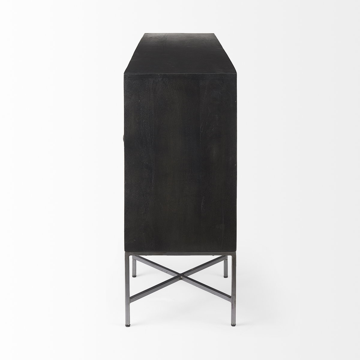 Hogarth I 72x15 Two-Tone Brown Solid Wood Base Silver Frame 4 Cabinet Sideboard, Sideboards & Buffet by Mercana, 16" length x 72" width x 34" height View 6