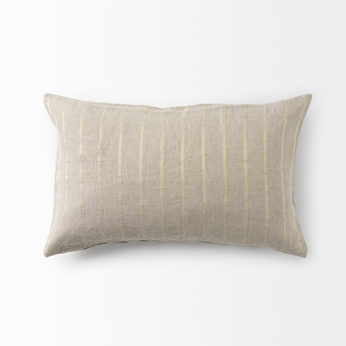 Danika  Beige and Gold Fabric Decorative Pillow Cover, by Mercana, 13" length x 21" width x 0.2" height View 6
