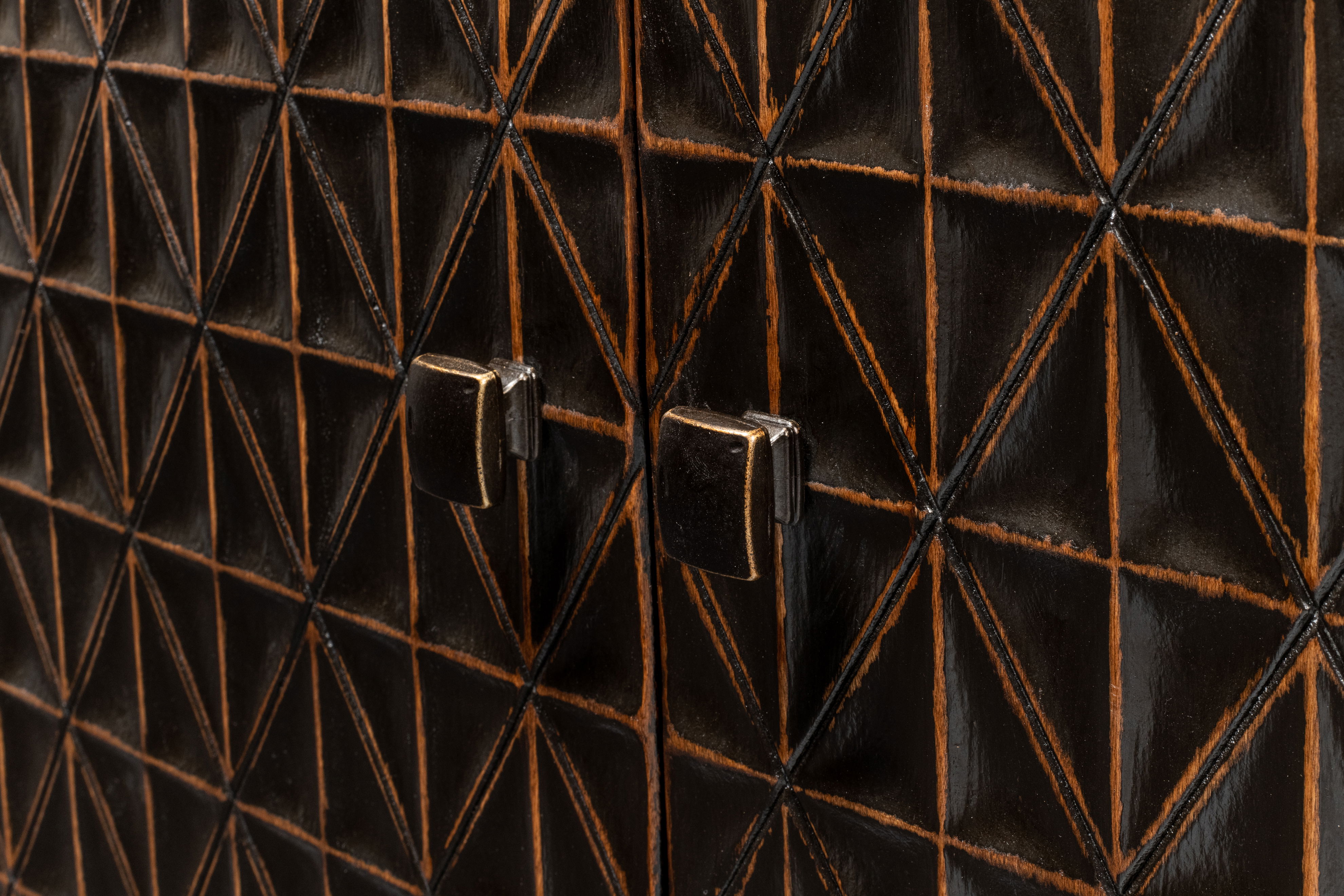 Scrubboard Front Sideboard, Ebony, Cabinets & Sideboard by Sarreid, 71" length x 17" width x 34" height View 5