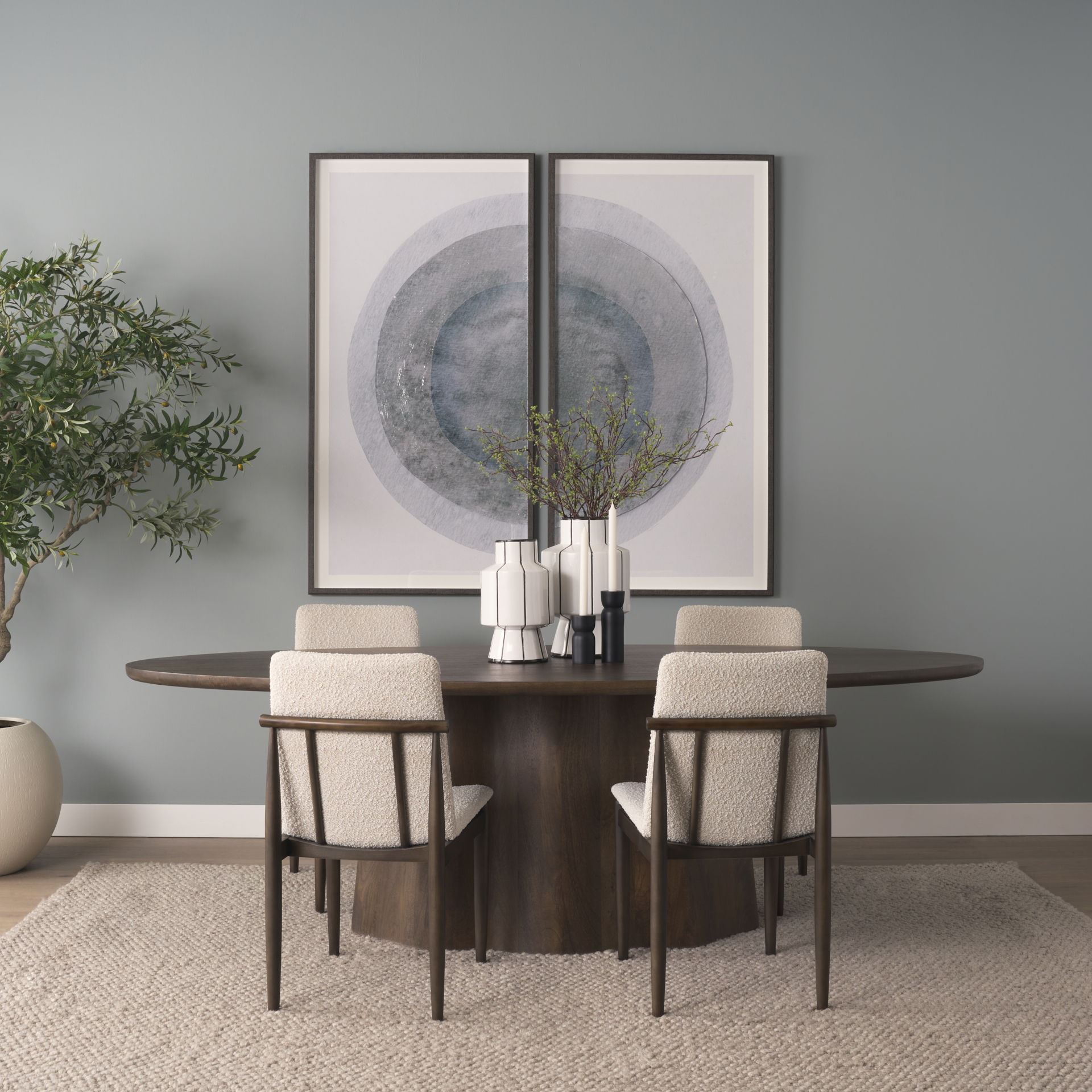 Jovani 94' Solid Dark Brown Mango Wood Oval Dining Table, by Mercana, 94" length x 47" width x 30" height View 2