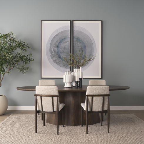 Jovani 94" Solid Dark Brown Mango Wood Oval Dining Table