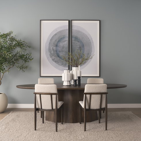 Jovani 94"L x 47"W Oval Pedestal Dining Table | Modern | Dark Brown Wood | Seats 8