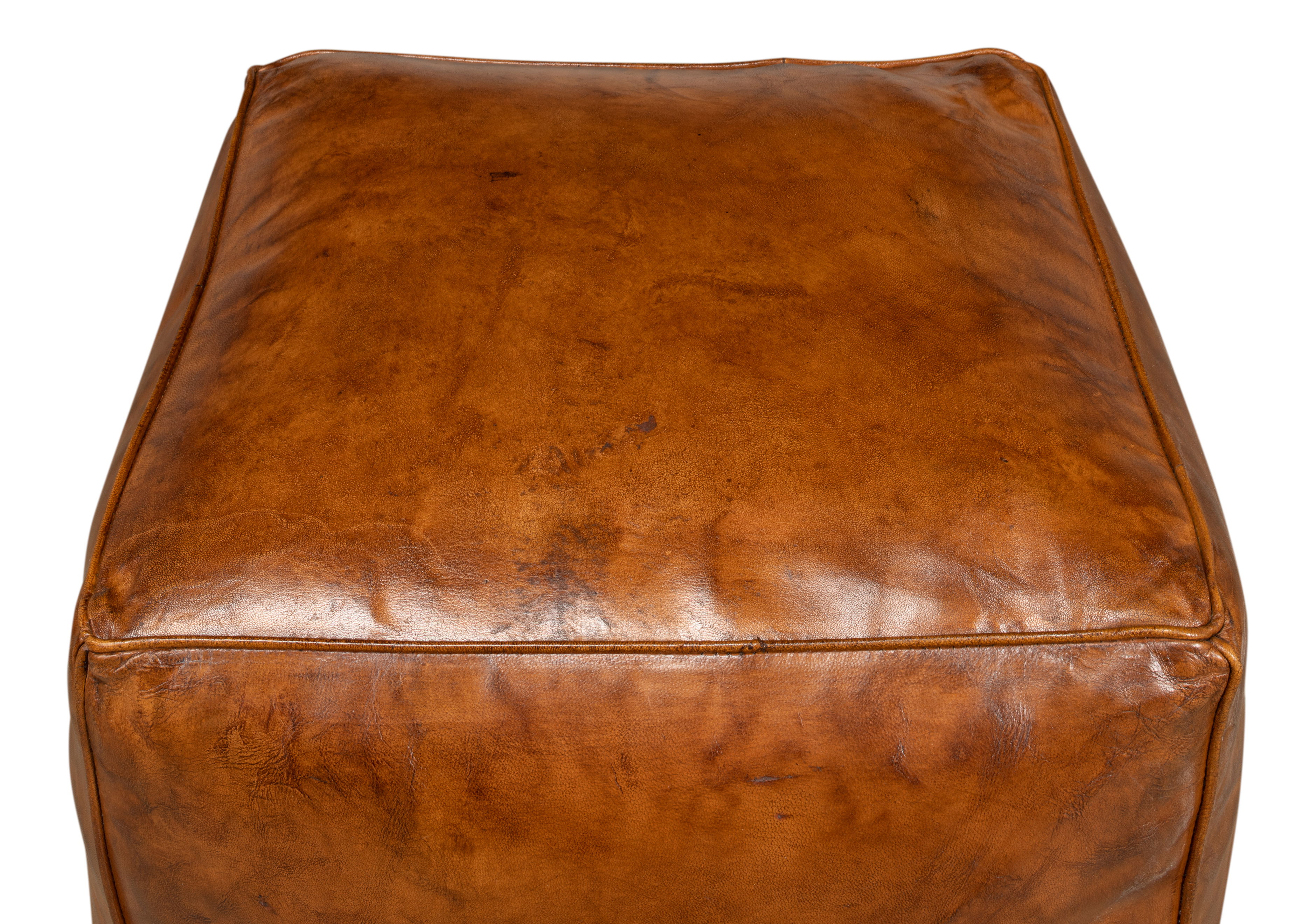 Sunday Afternoon Leather Cube,Natural, Seating by Sarreid, 15" length x 15" width x 16" height View 6