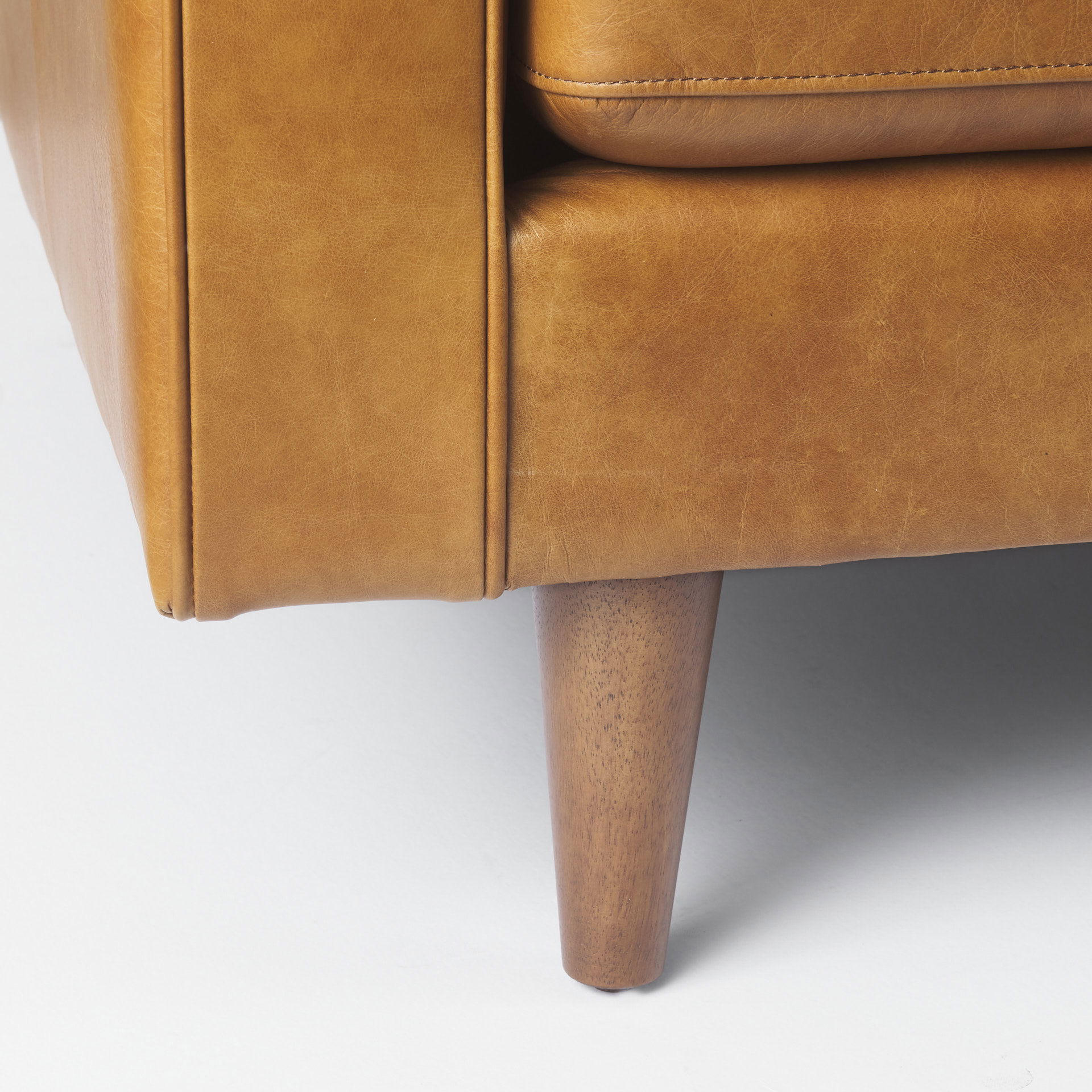 Svend 88.0L x 38.0W x 34.0H Tan Leather Sofa, Sofas & Sectional by Mercana, 87.8" length x 37.8" width x 34.65" height View 16