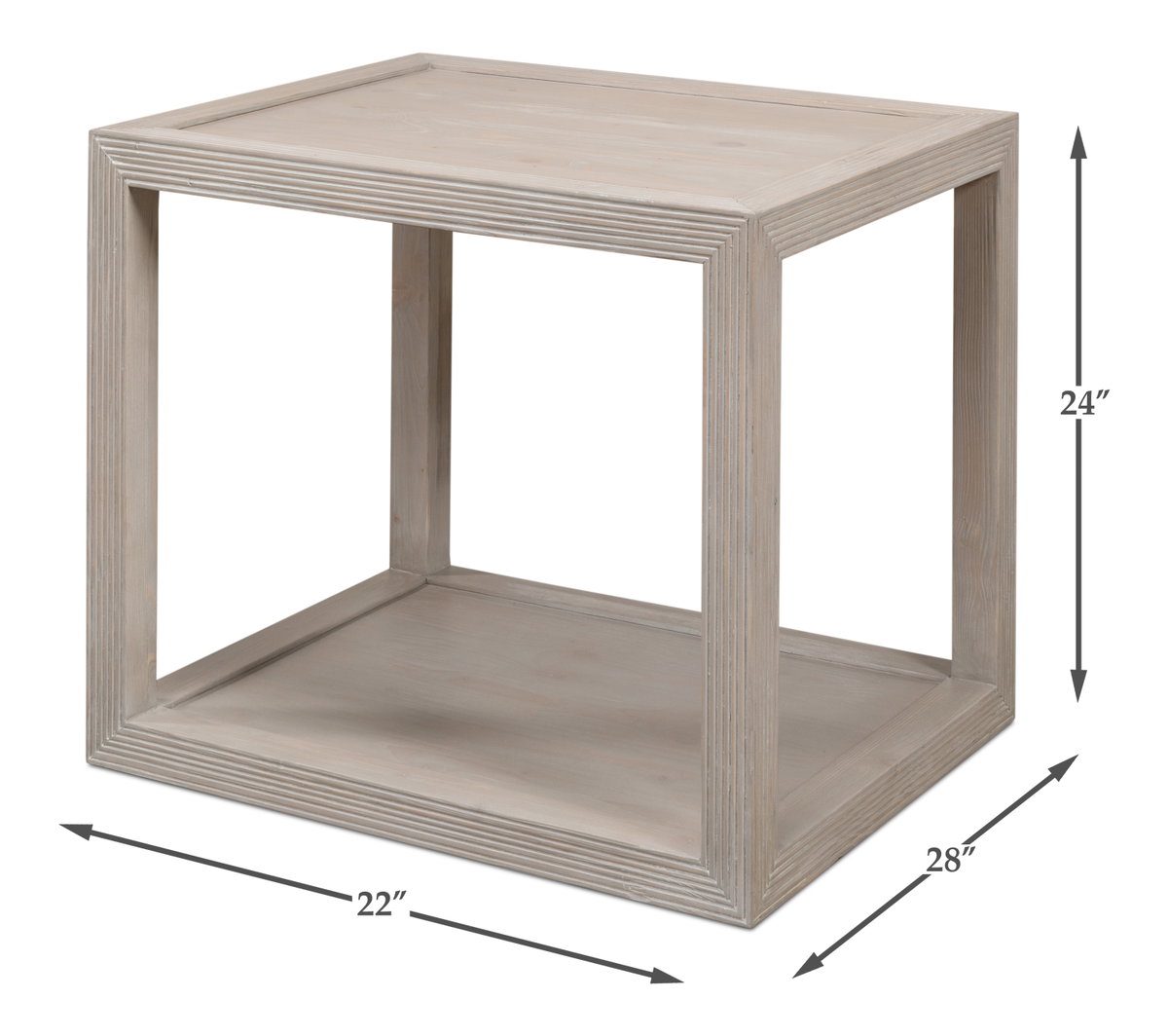 Camden Side Table, by Sarreid, 2'4" length x 1'10" width x 2' height View 15