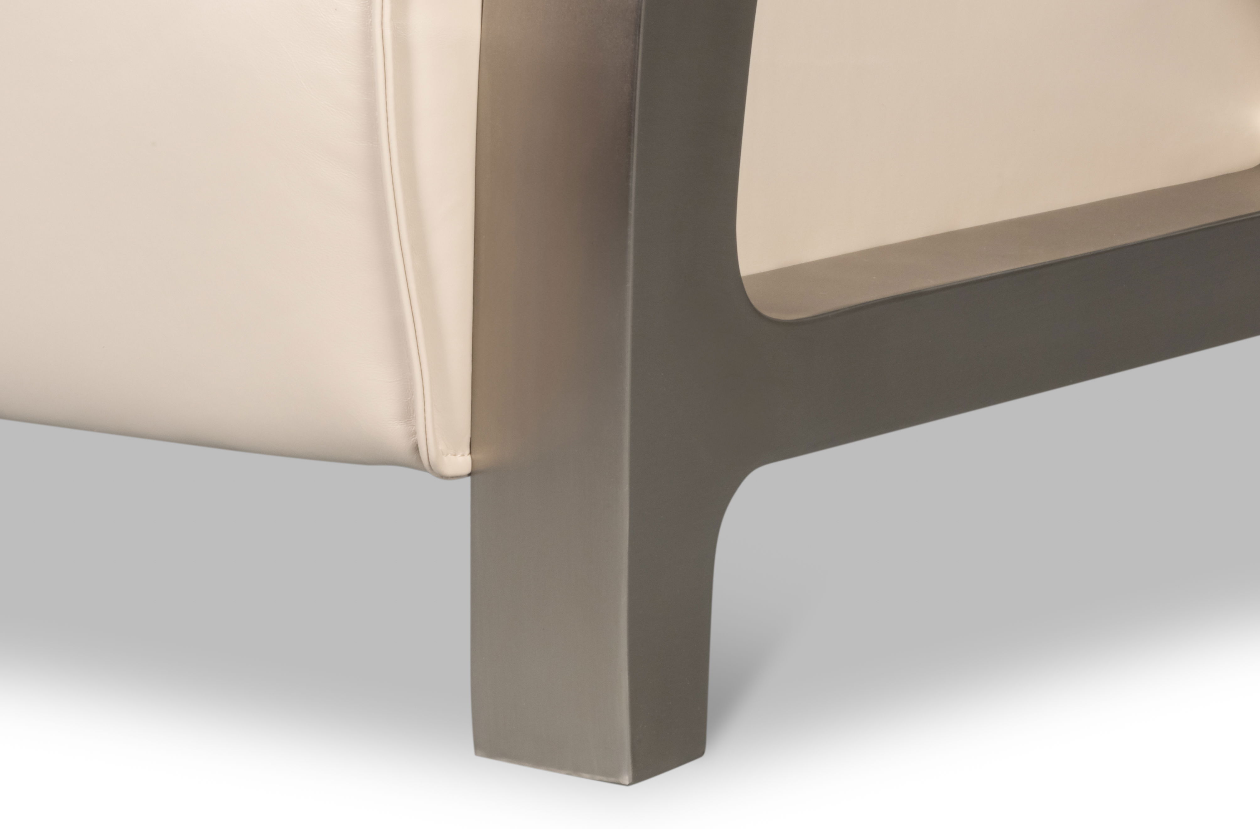 Carlisle Armchair, Crystal White Leather, Seating by Sarreid, 29" length x 37" width x 30" height View 7