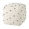 Amaira  Cream/Black/White patterned Wool and Cotton Pouf, Ottoman by Mercana, 16" length x 16" width x 16" height thumbnail 1