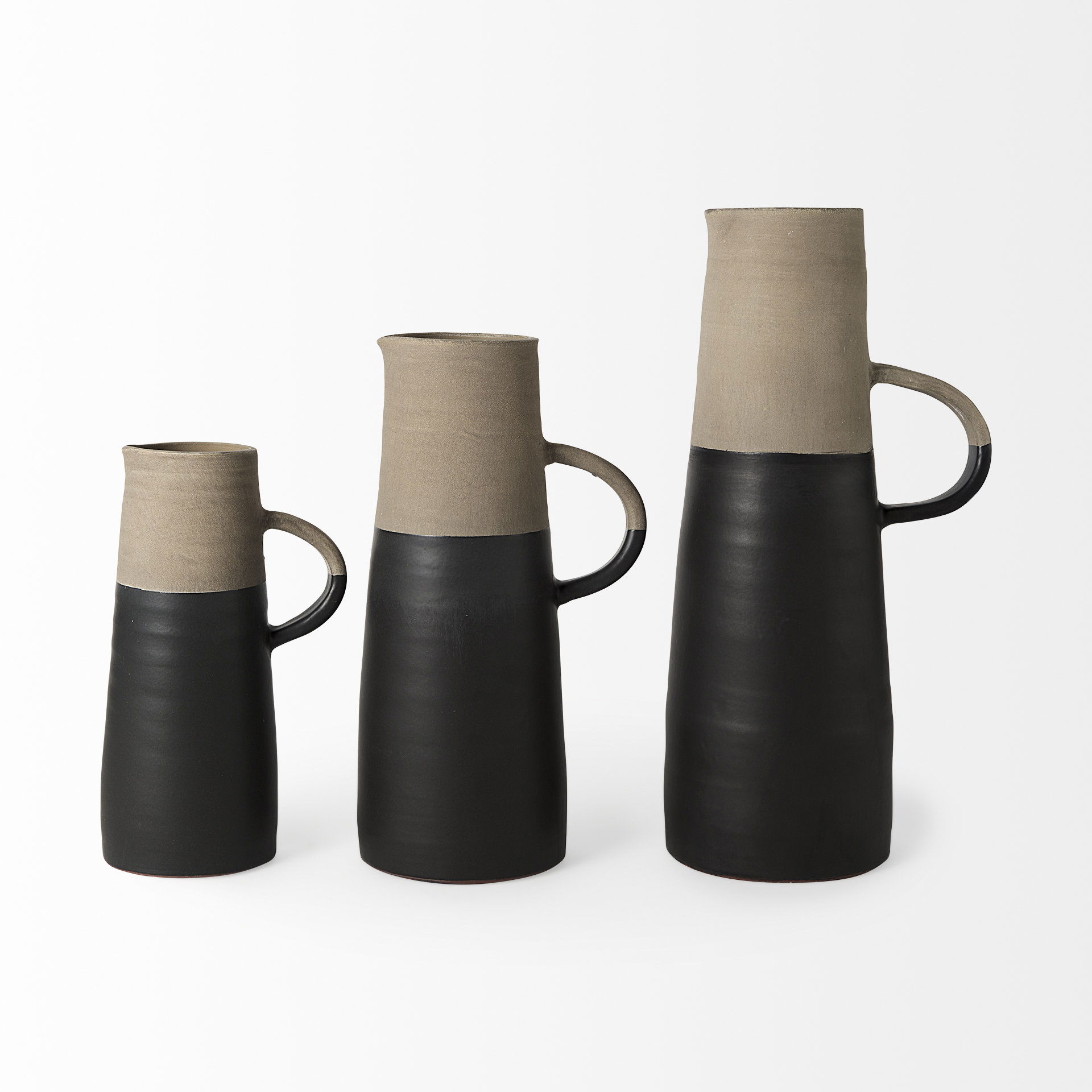 Garand Large 18.8H Two-Toned Black/Natural Ceramic Jug large image 