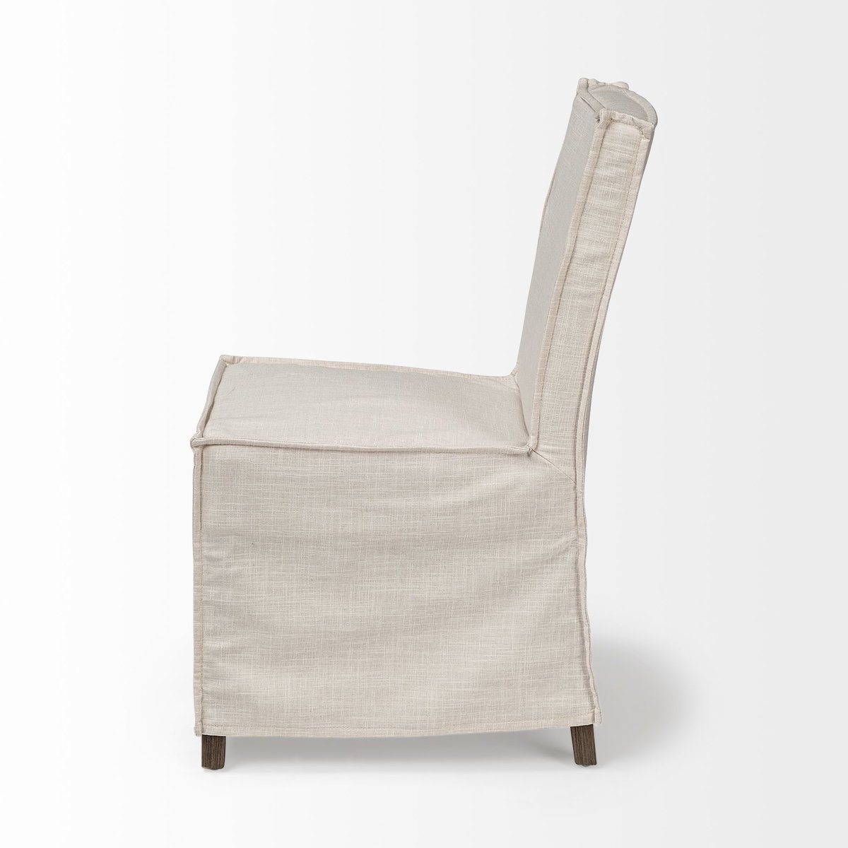 Elbert Solid Back Dining Side Chair | Cream Fabric with Brown Wood, Dining Chair by Mercana, 19.25" length x 21.75" width x 35.25" height View 7