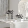 Indian Lotus Metallic Silver Flowers Set/2, Decorative by Uttermost, 6.25" width x 7" height x 6.25" depth thumbnail 2
