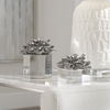 Indian Lotus Metallic Silver Flowers Set/2 thumbnail 1