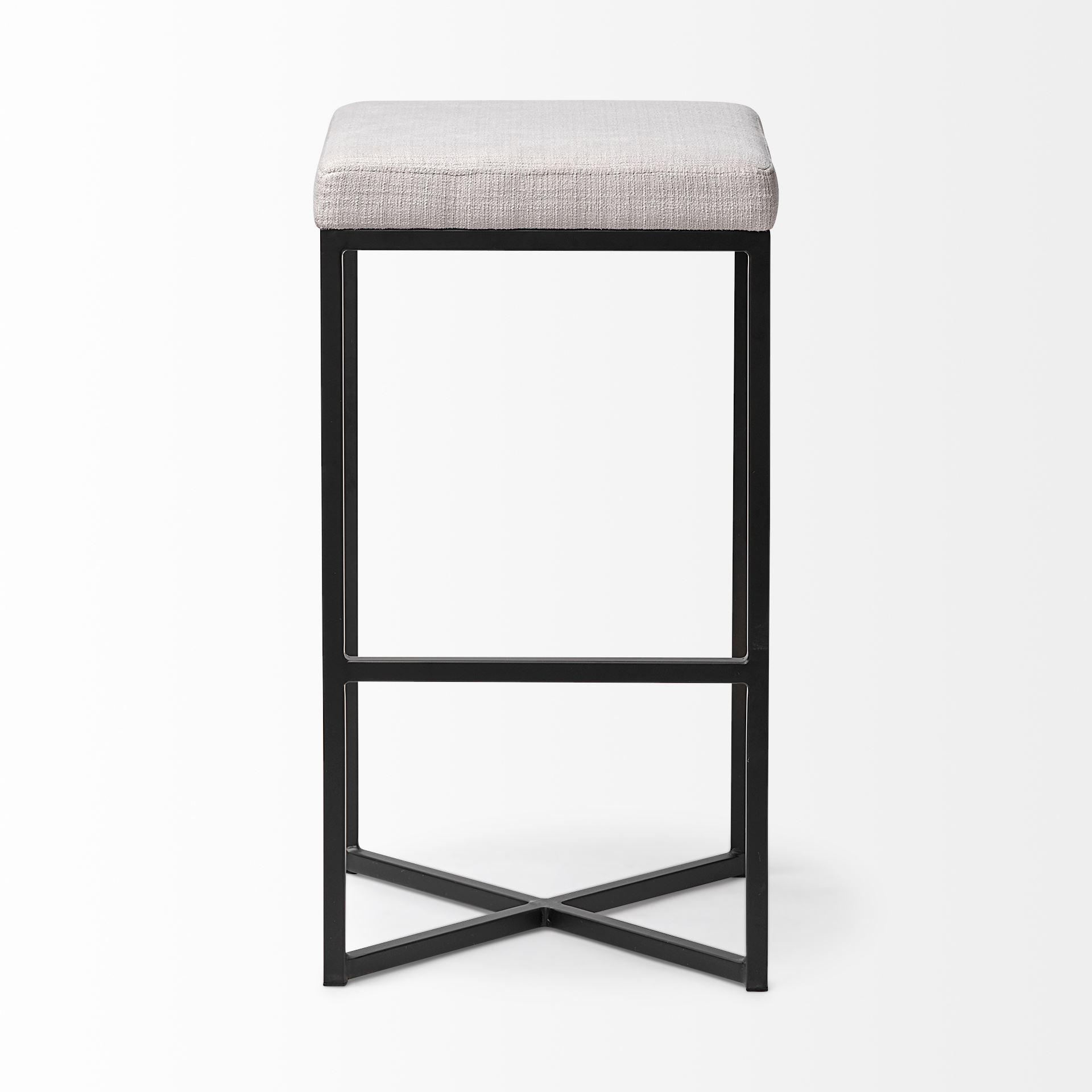 Frodo 29.75' Seat Height White Fabric Seat Black Metal Base Stool, Counter & Bar Stool by Mercana, 16.54" length x 16.54" width x 30" height View 3
