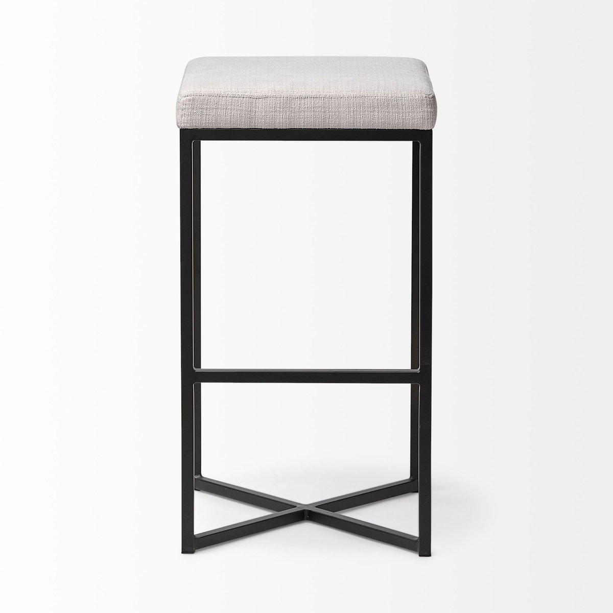 Frodo Backless 29.75in Seat Bar Stool | White Fabric with Black Metal, Counter & Bar Stool by Mercana, 16.54" length x 16.54" width x 30" height View 3