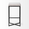 Frodo Backless 29.75in Seat Bar Stool | White Fabric with Black Metal, Counter & Bar Stool by Mercana, 16.54" length x 16.54" width x 30" height thumbnail 3