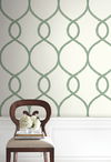 Laurel Leaf Ogee Green Wallpaper thumbnail 1