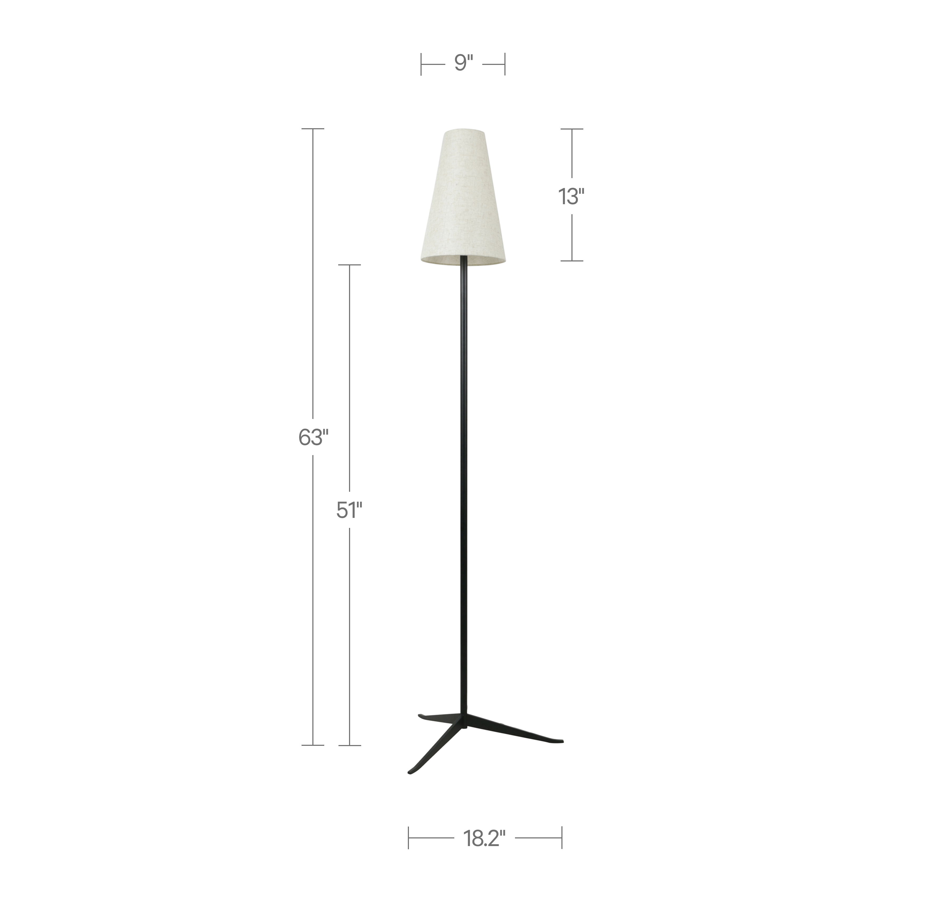 Mathis Floor Lamp, by Moe's Home, 18.25" width x 63" height x 18.25" depth View 4