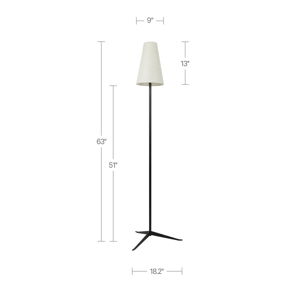 Mathis Floor Lamp, by Moe's Home, 18.25" width x 63" height x 18.25" depth View 4