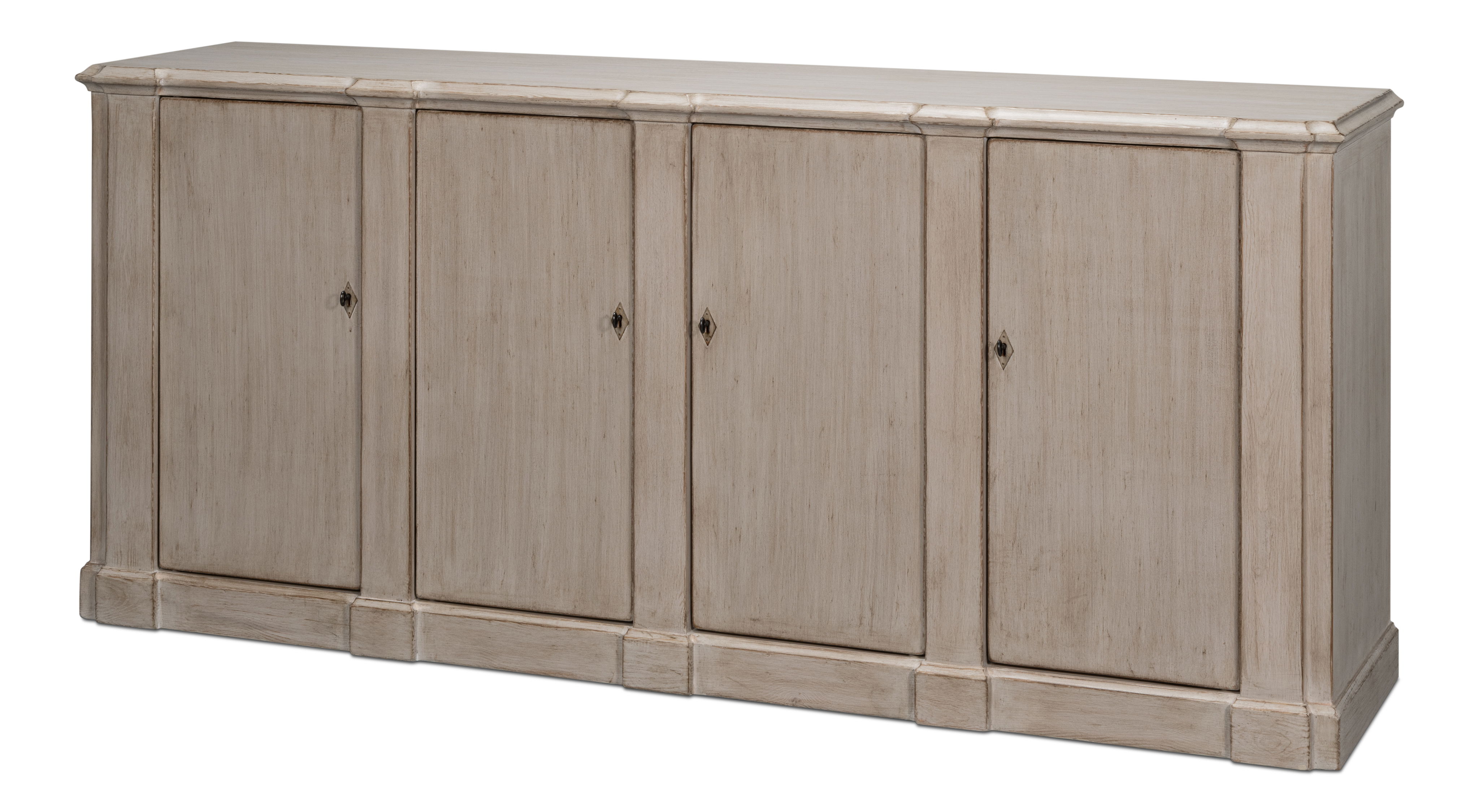 Villefranche Sideboard, Stone Grey, Cabinets & Sideboard by Sarreid, 83" length x 19" width x 36" height