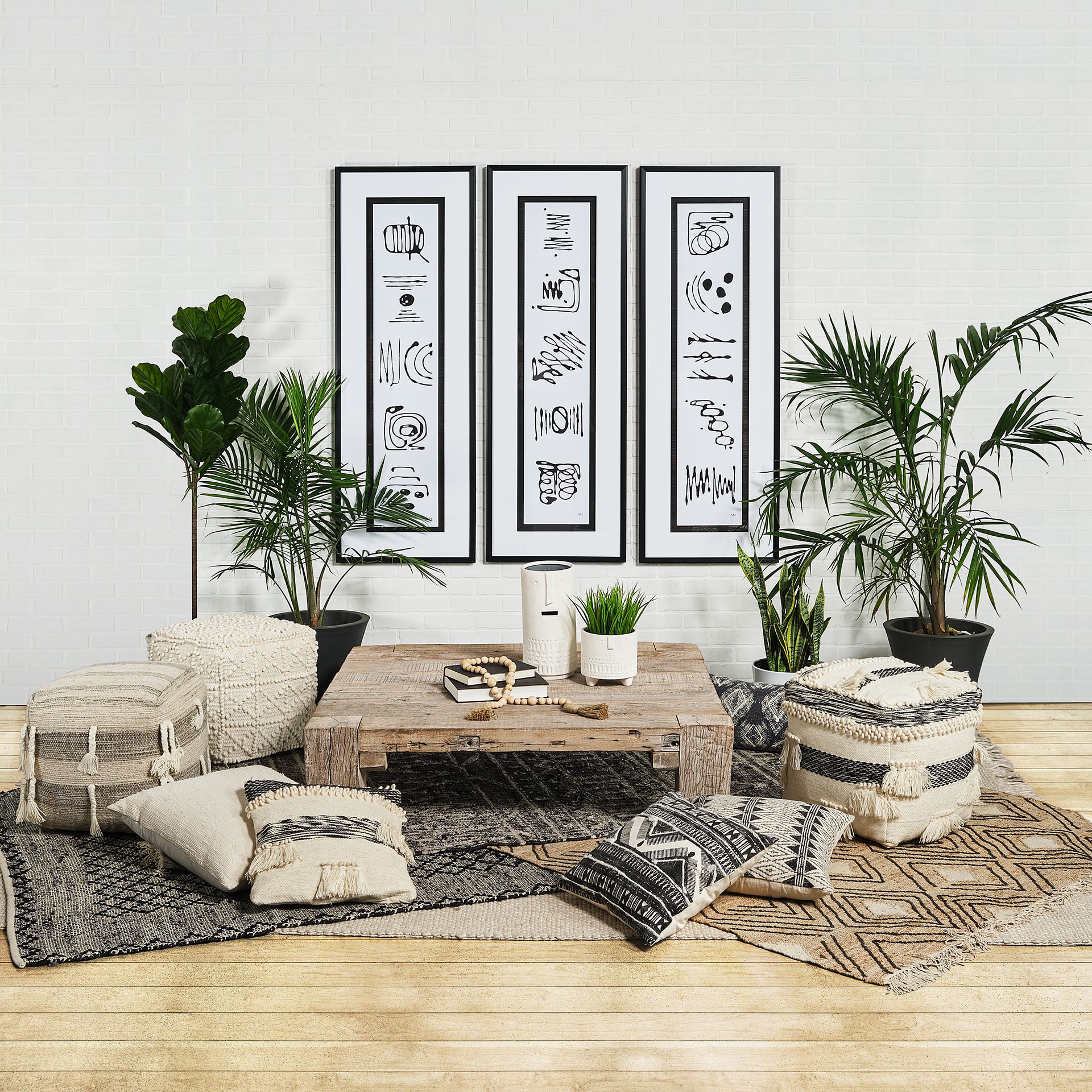 Leroy Square Cream Wool Pouf with Popcorn Detail, Ottoman by Mercana, 17.72" length x 17.72" width x 17.72" height View 2