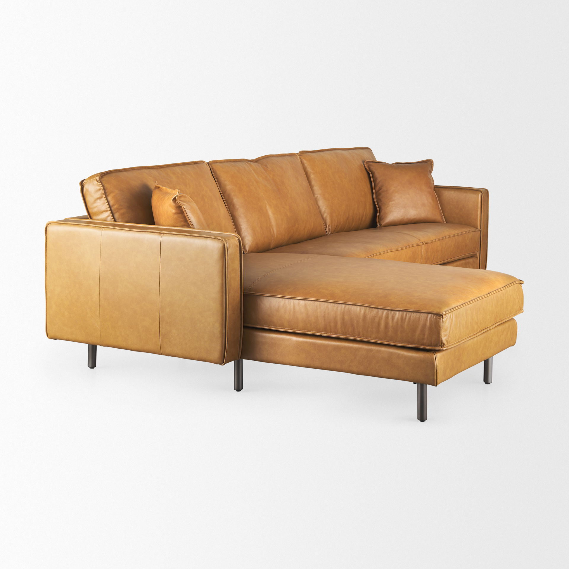 D'Arcy 111'L x 70'D x 33'H Tan Leather Left Chaise Sectional, Sectional Sofa by Mercana, 111" length x 70" width x 33" height View 10