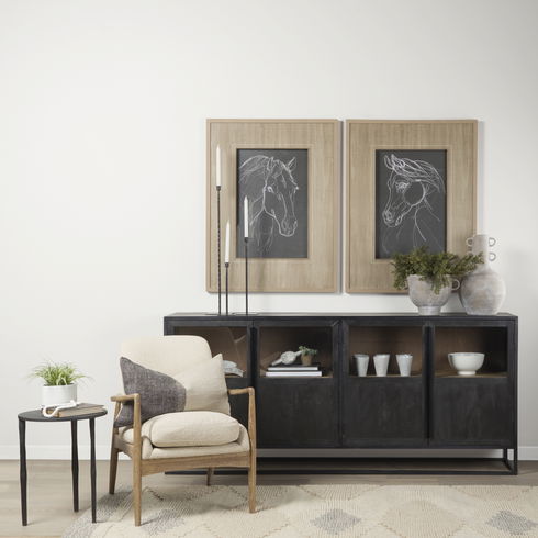 Westan Cream Boucle Fabric with Light Brown Wood Accent Chair