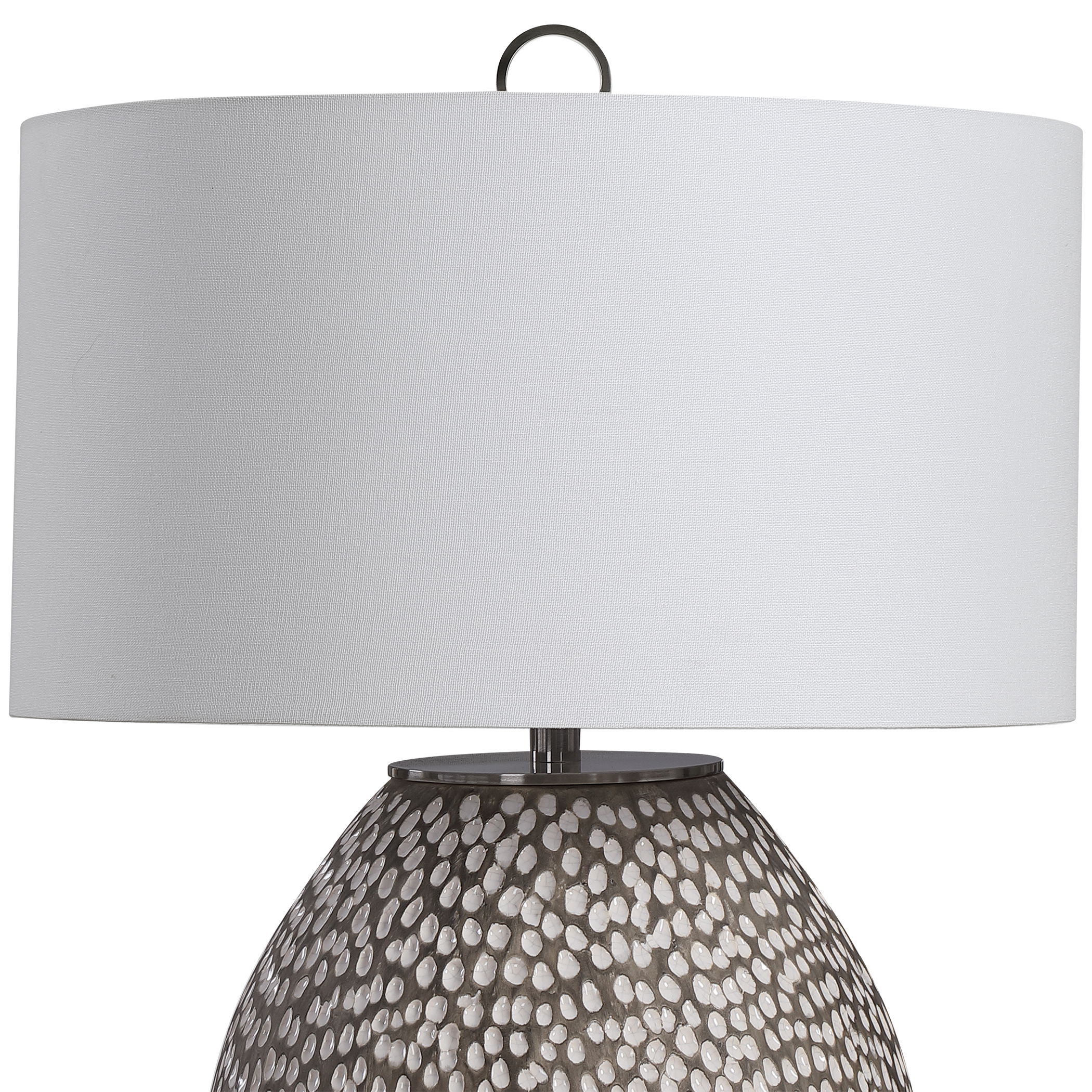 Cyprien Gray White Table Lamp, by Uttermost, 18" width x 28.25" height x 18" depth View 10