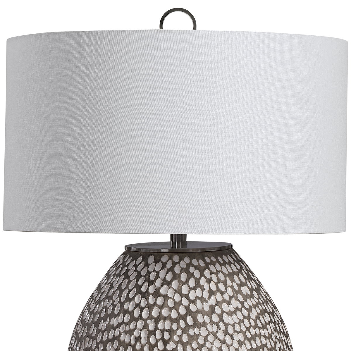 Cyprien Gray White Table Lamp, by Uttermost, 18" width x 28.25" height x 18" depth View 10
