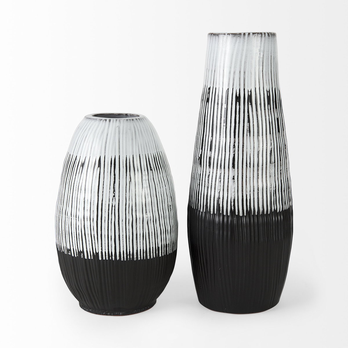 Tanami I Tall Dark Brown/White Ceramic Vase, by Mercana, 7" length x 7" width x 18.5" height View 4