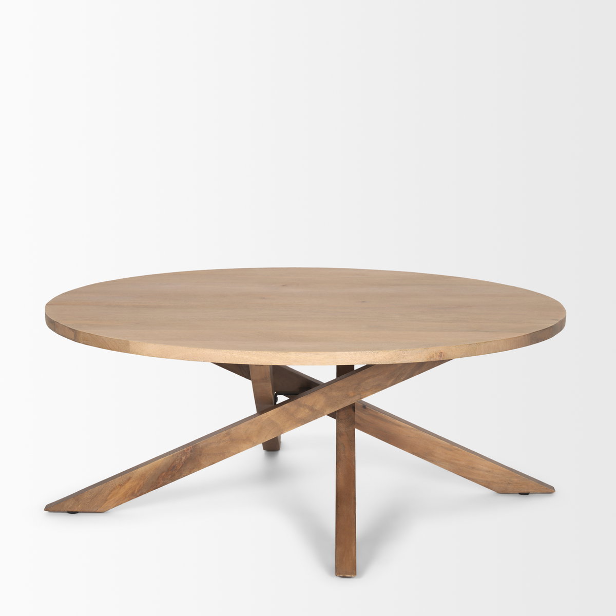 Solana Light Brown Wood Coffee Table, by Mercana, 42" length x 42" width x 17" height View 5