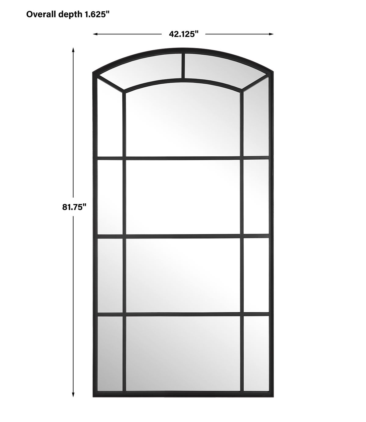 Camber Oversized Arch Mirror, by Uttermost, 42.12" width x 81.75" height x 1.62" depth View 3