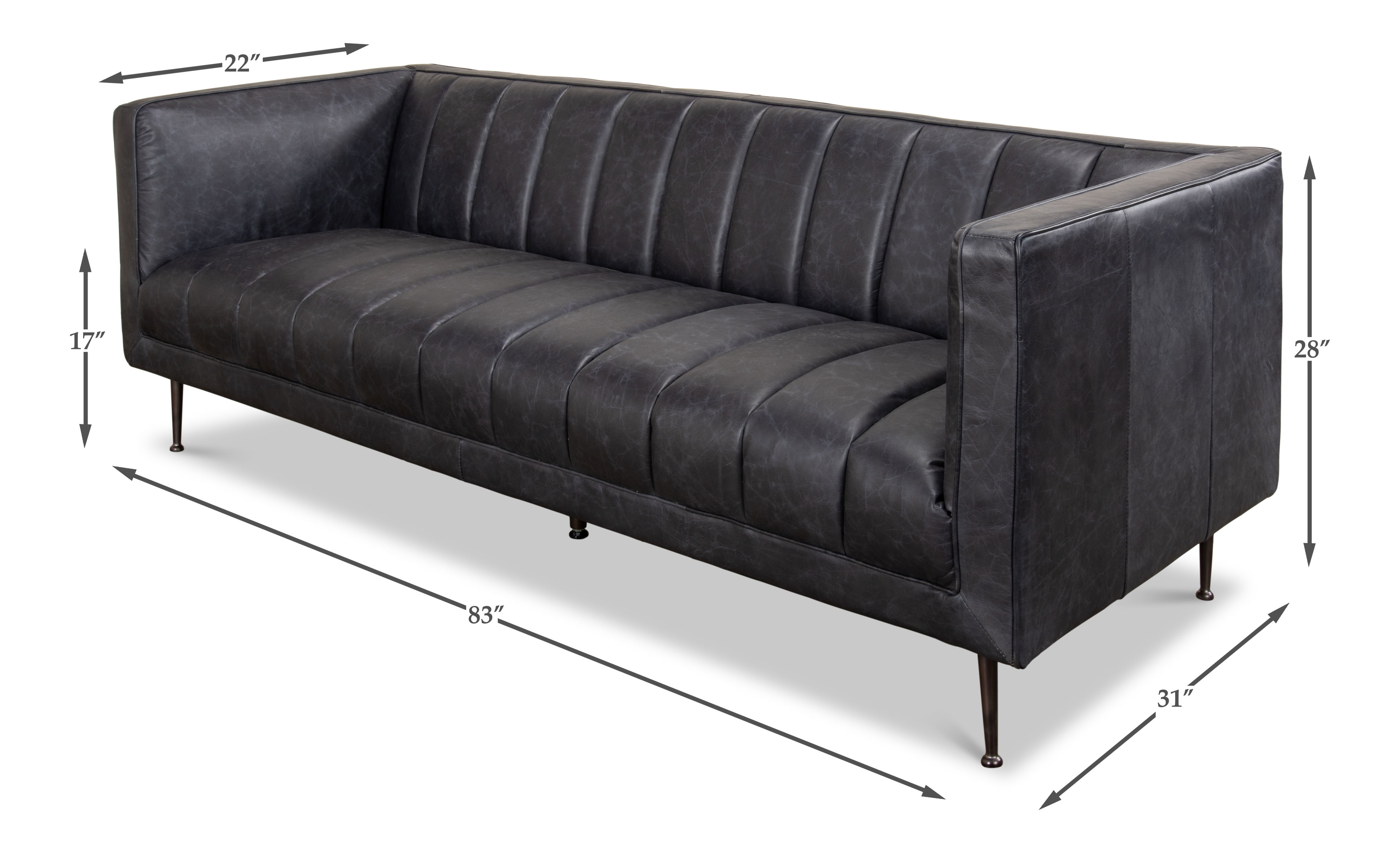 *Lexington Sofa Nottinghill Grey Leather, Sofas & Sectional by Sarreid, 83" length x 31" width x 28" height View 10