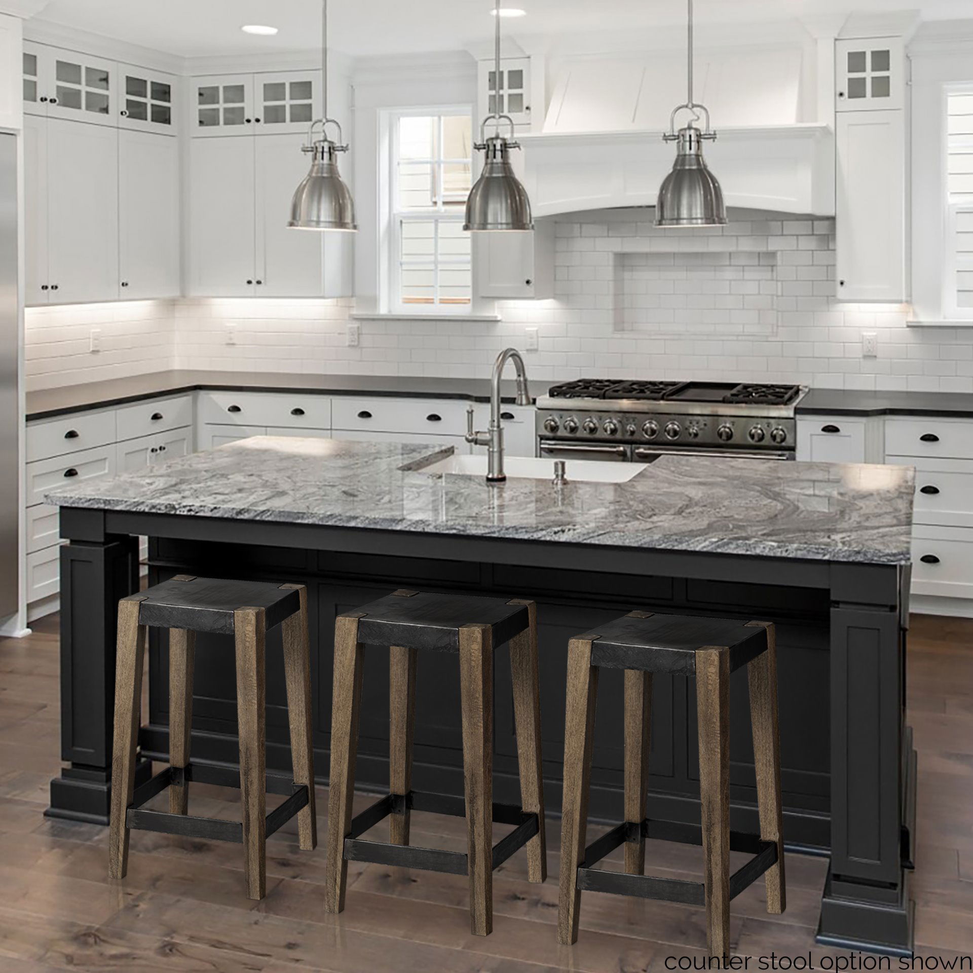 Nell 30' Seat Height Black Metal Seat & Foot Rest With Brown Wood Legs Stool, Counter & Bar Stool by Mercana, 18" length x 15" width x 30" height View 2