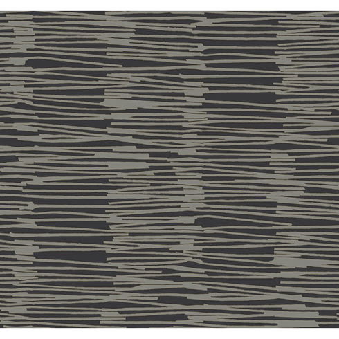 Water Reed Thatch Black & Gold Wallpaper