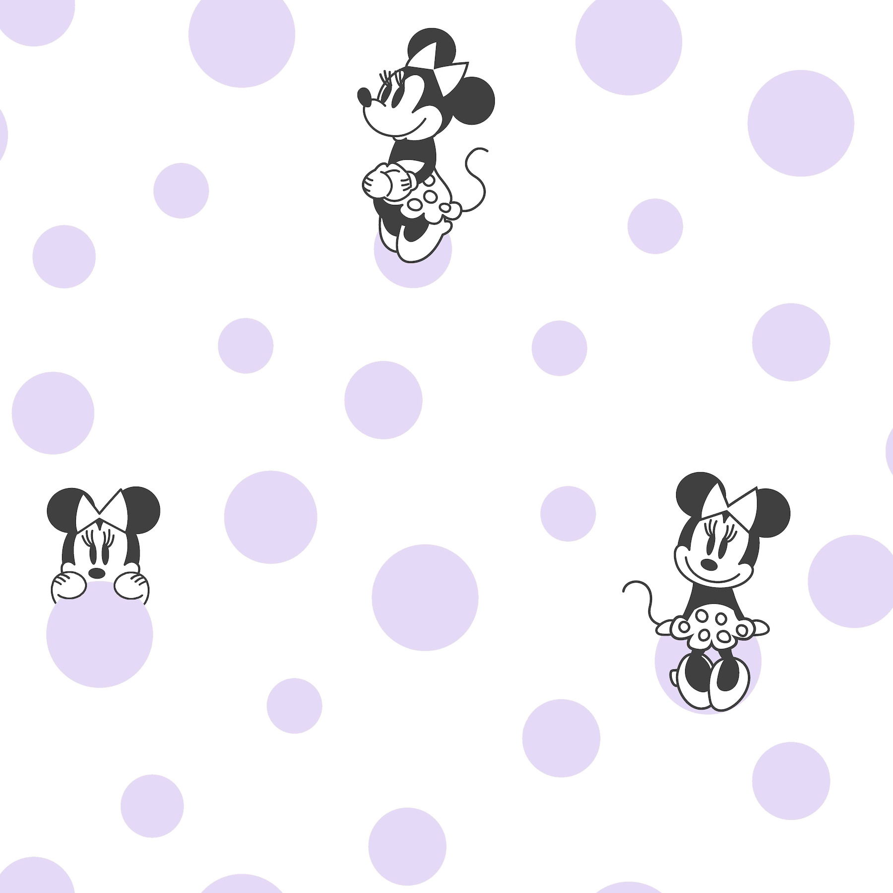 Disney Minnie Mouse Dots Purple Wallpaper, by York Wall, 33' length x 1'8.5" width x 0.02" depth View 1