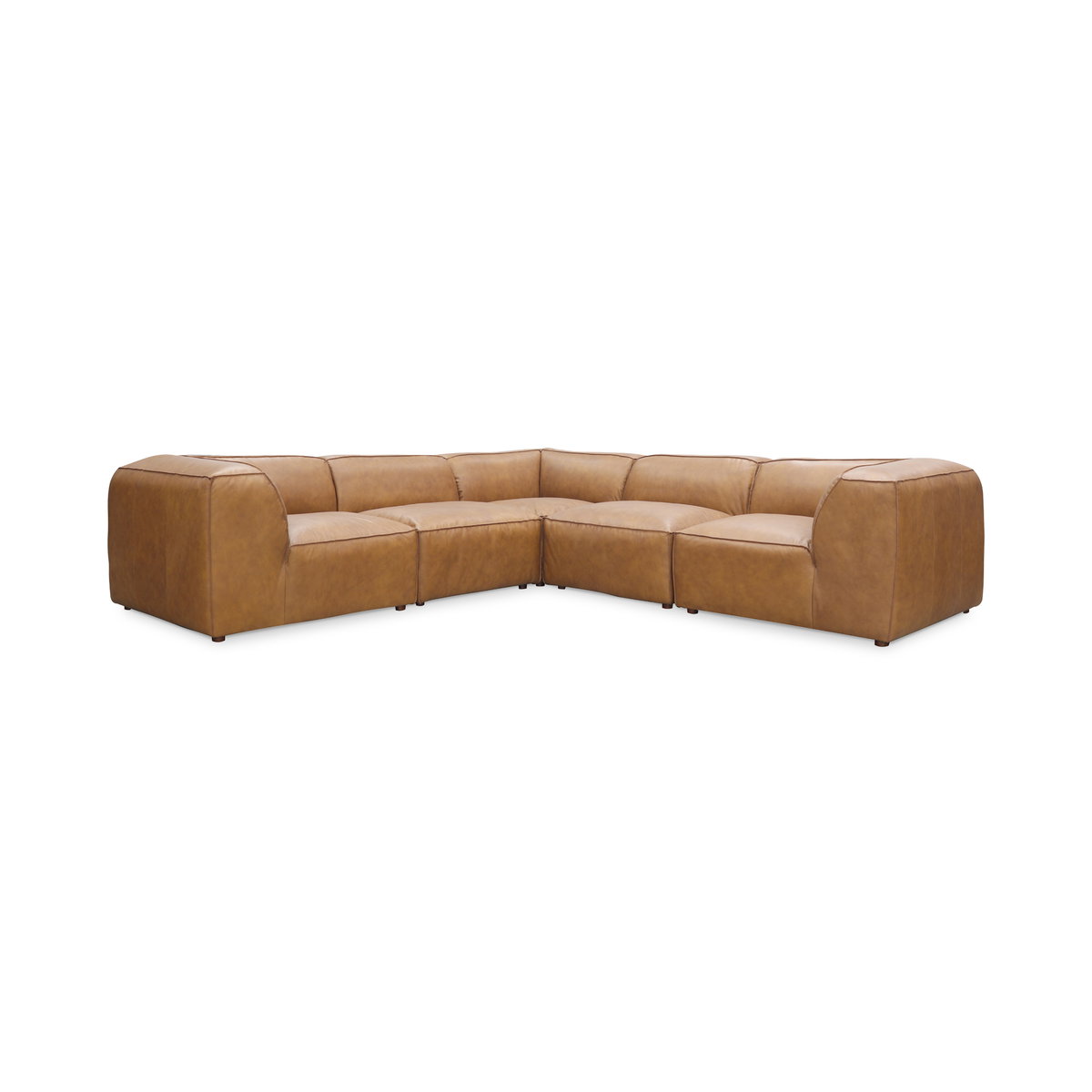 Form Classic L-shaped Modular Sectional Sonoran Tan Leather, Sectional Sofa by Moe's Home, 112" width x 26" height x 112" depth View 2