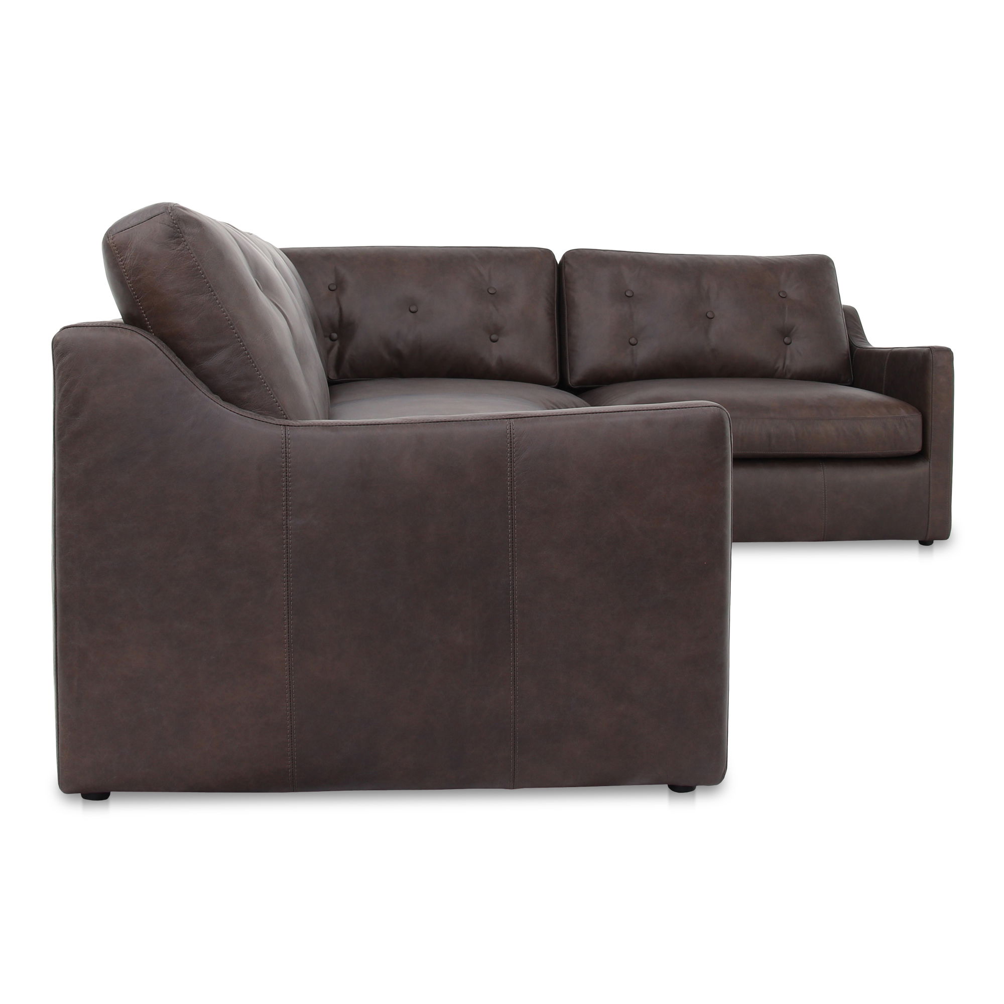 Thurlow 3 Piece Right Modular Sectional Espresso Brown Leather large image 