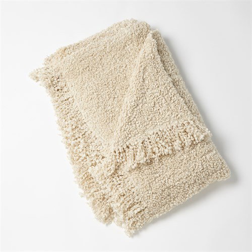 Textured Boucle ThrowNatural, by Global Views, 5'10" length x 5' width View 2