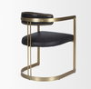 Hollyfield Curved Back Dining Side Chair | Black Leather with Gold Iron, Dining Chair by Mercana, 20.5" length x 21.5" width x 29.5" height thumbnail 8
