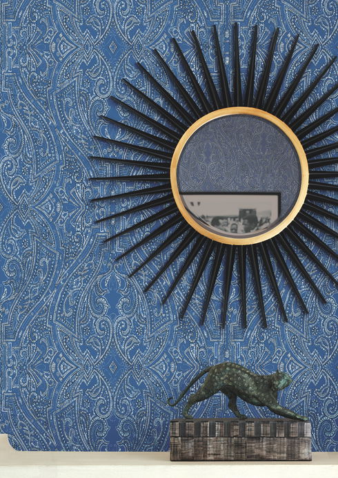Ascot Damask Blue Wallpaper