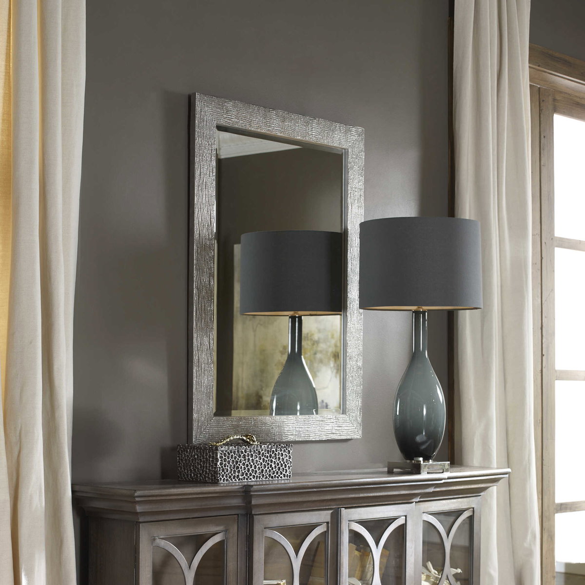 Tarek Silver Mirror, by Uttermost, 2'5.87" width x 3'5.87" height x 0.87" depth View 2