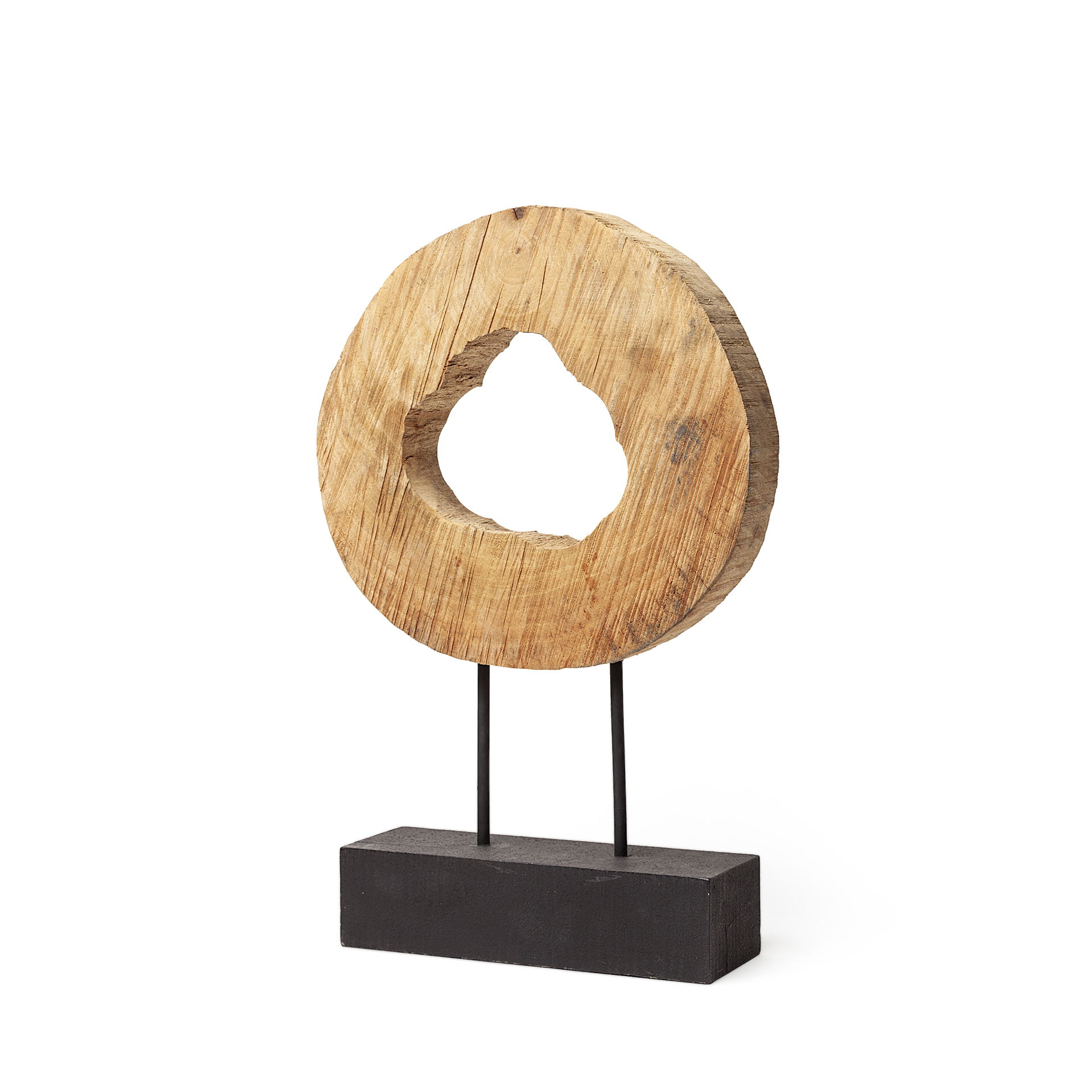 Ironwood II (Small) 13L x 4W Natural Wooden Circular Object, Decorative Object by Mercana, 12.6" length x 3.54" width x 18.75" height View 1