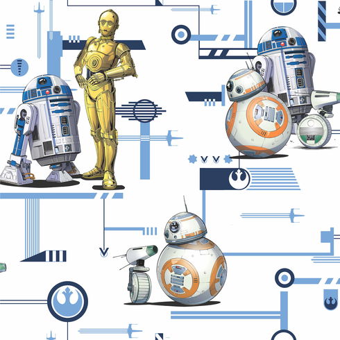 Star Wars: The Rise of Skywalker, Droids! Blue & Gold Wallpaper